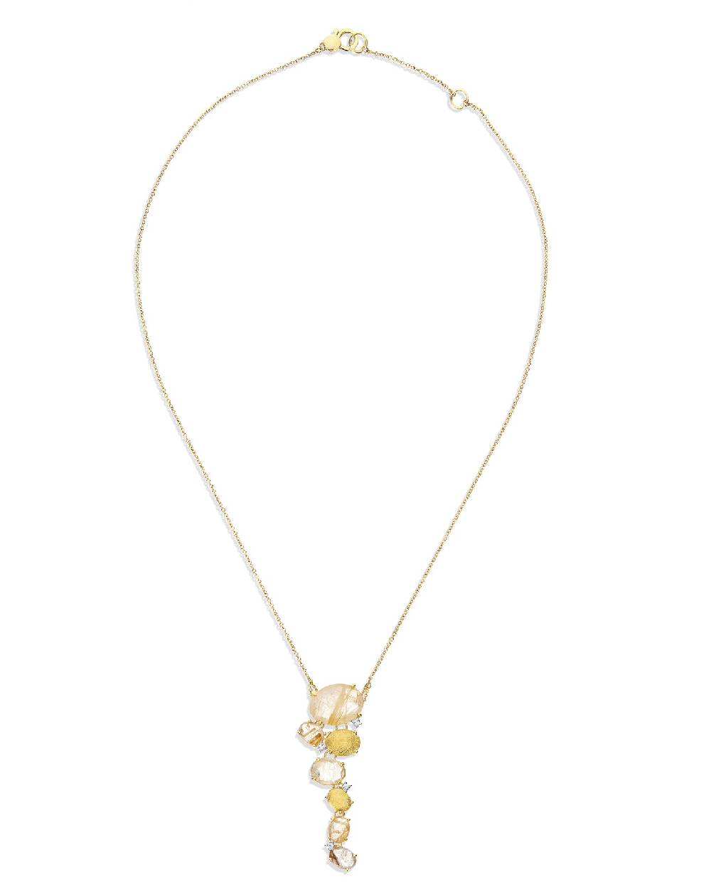 Nanis Collana "IPANEMA" Pendente Con Boules In Oro, Quarzo Rutilato Giallo E – Nanis Italian Jewels
