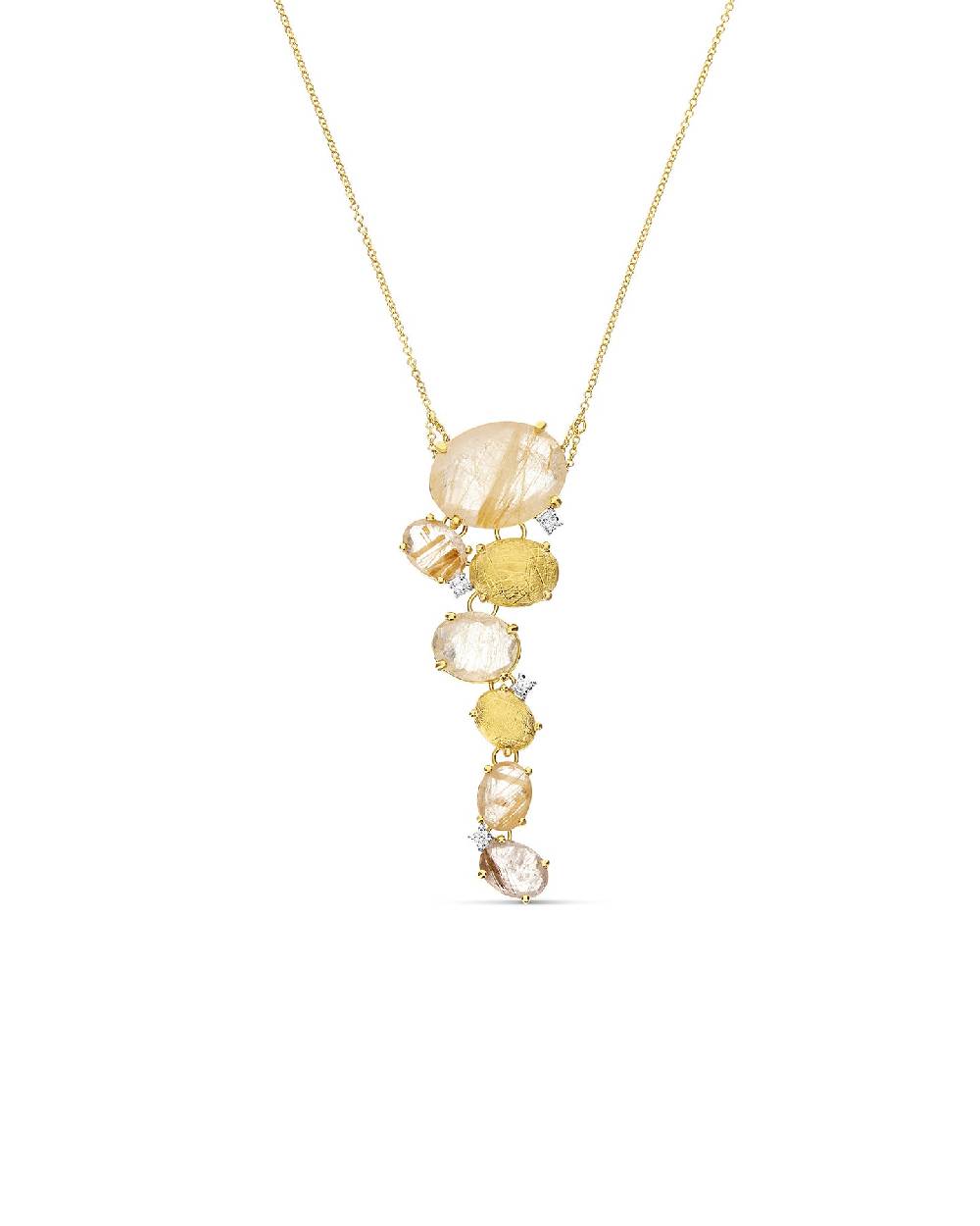 Nanis Collana "IPANEMA" pendente con boules in oro, quarzo rutilato giallo e – Nanis Italian Jewels