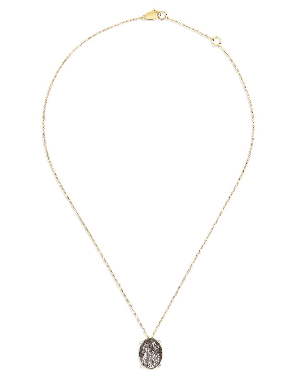 Nanis Collana "IPANEMA" Pendente Con Ciondolo In Oro, Quarzo Rutilato Grigio – Nanis Italian Jewels