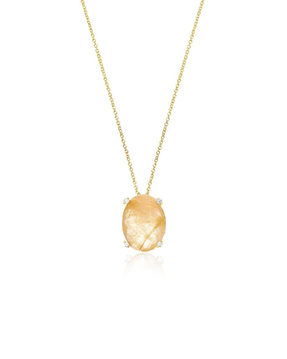 Nanis Collana "IPANEMA" pendente con ciondolo in oro, quarzo rutilato giallo – Nanis Italian Jewels