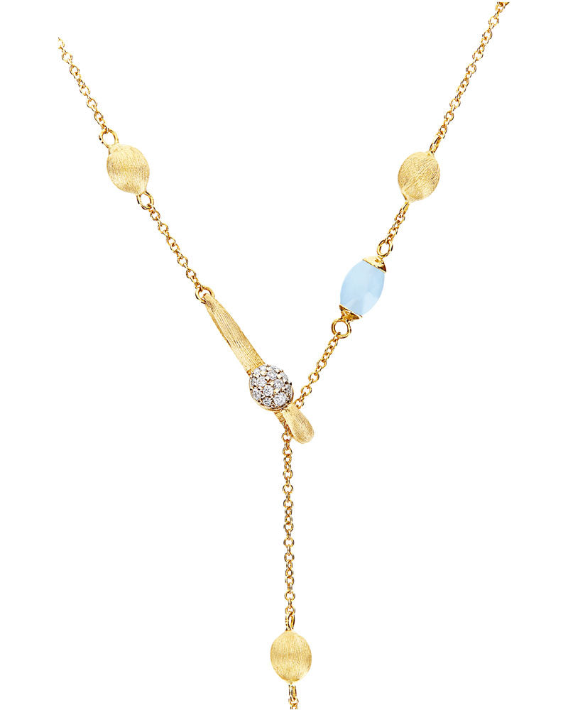 Nanis Collana Lariat "SOFFIO" In Oro, Diamanti E Acquamarina – Nanis Italian Jewels