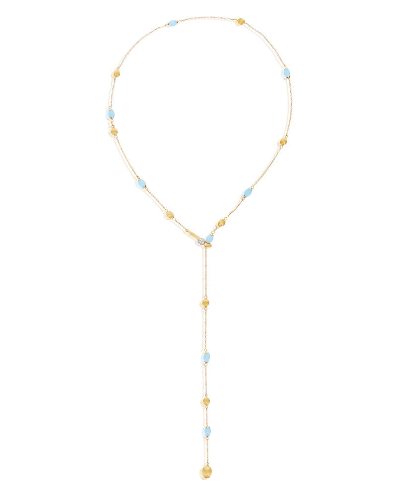 Nanis Collana lariat "SOFFIO" in oro, diamanti e acquamarina – Nanis Italian Jewels