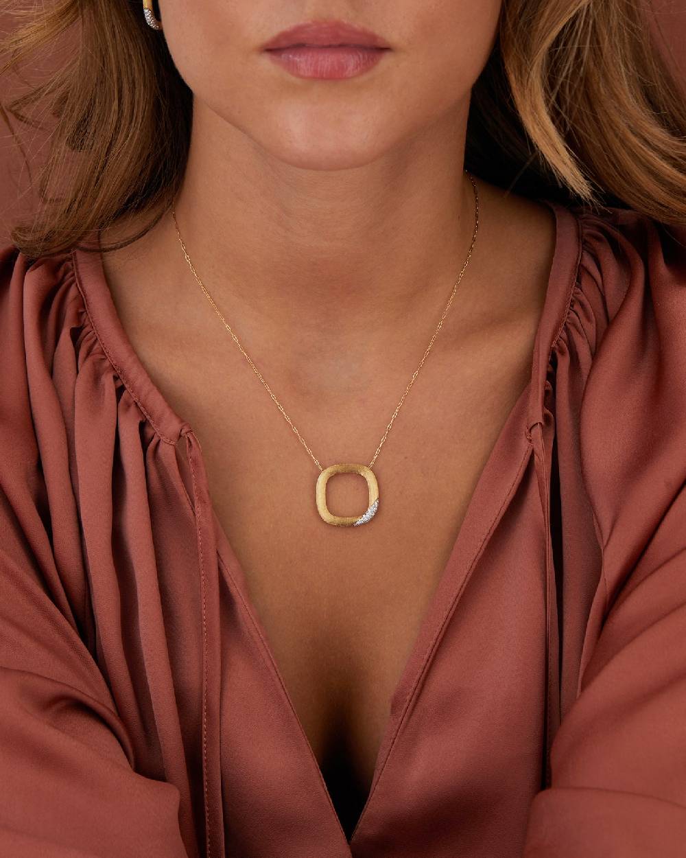 Nanis Collana "LIBERA" Con Ciondolo Squadrato In Oro E Diamanti (grande) – Nanis Italian Jewels