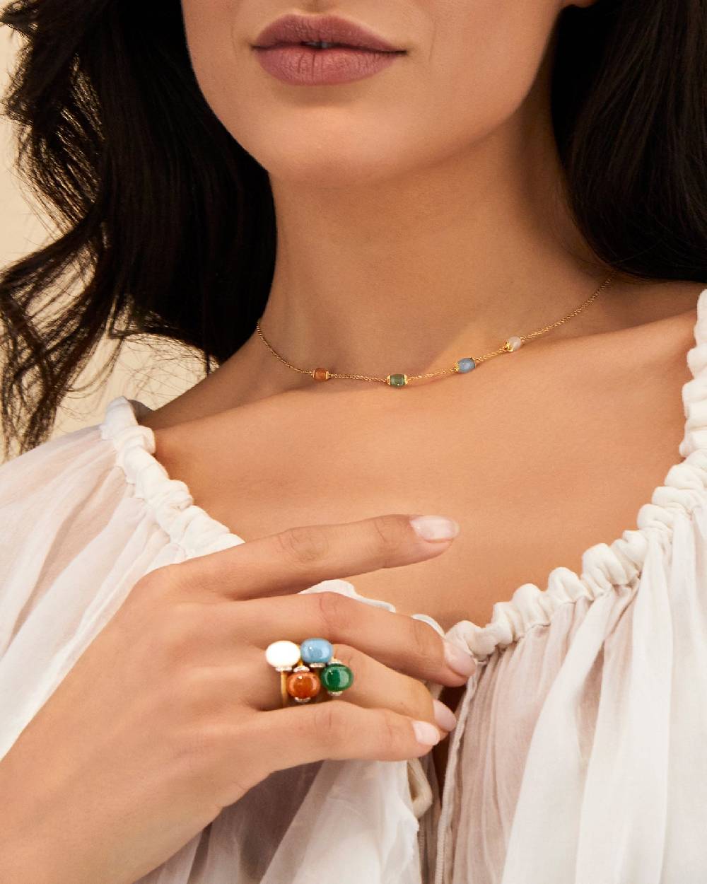 Nanis Collana "RAINBOW" In Oro E Pietre Naturali (corta) – Nanis Italian Jewels