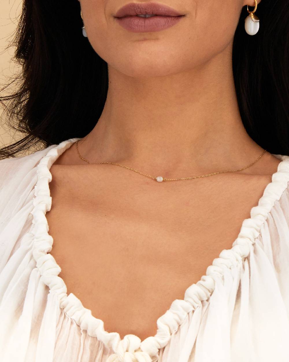 Nanis Collana "WHITE DESERT" In Oro E Pietra Di Luna (corta) – Nanis Italian Jewels