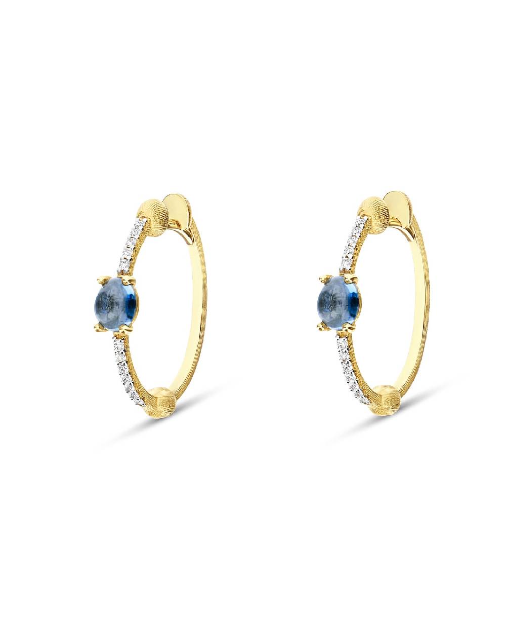 Nanis Orecchini A Cerchio "DANCING AZURE" In Oro, Diamanti E Topazio London – Nanis Italian Jewels