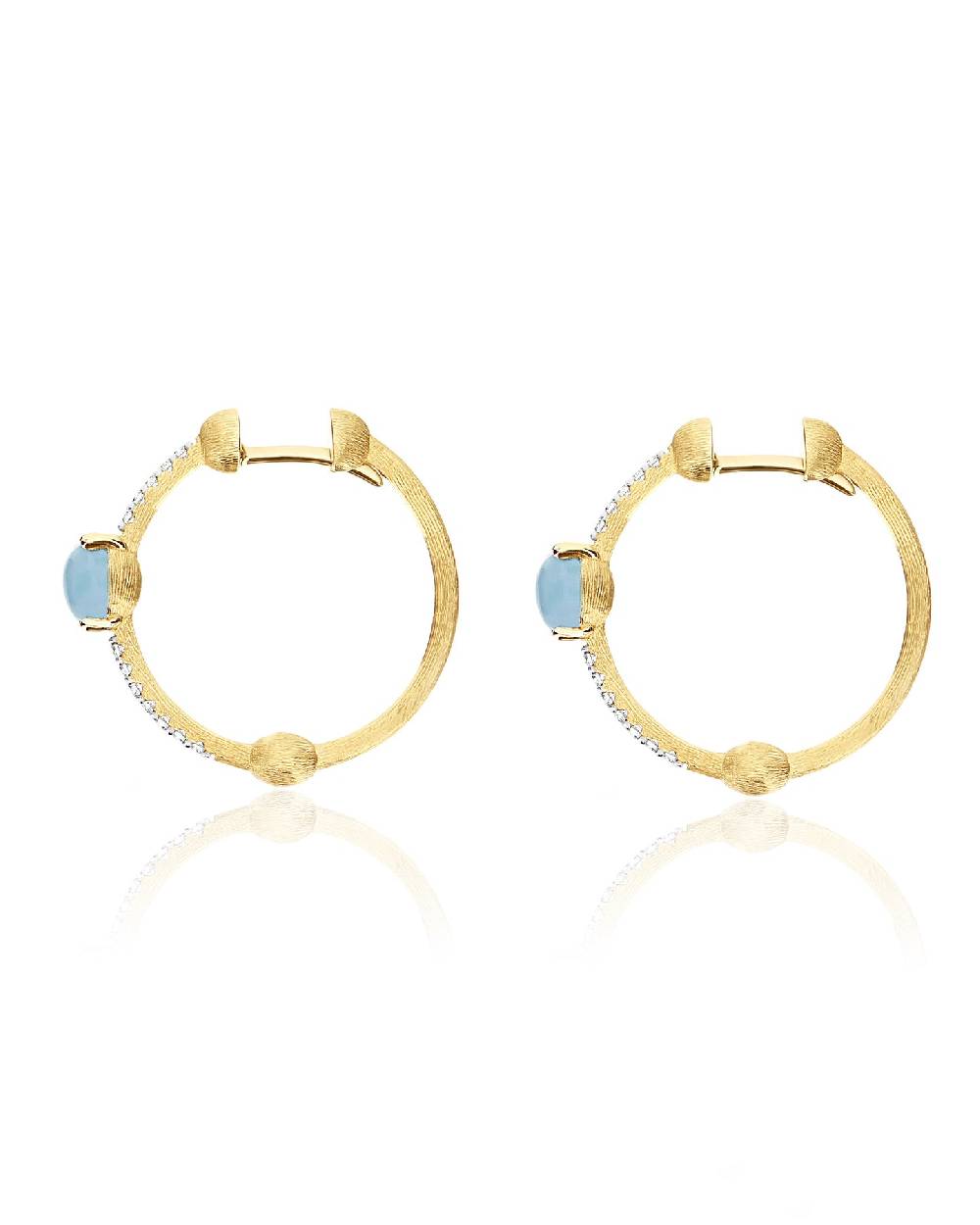 Nanis Orecchini A Cerchio "DANCING AZURE" In Oro, Diamanti E Acquamarina – Nanis Italian Jewels