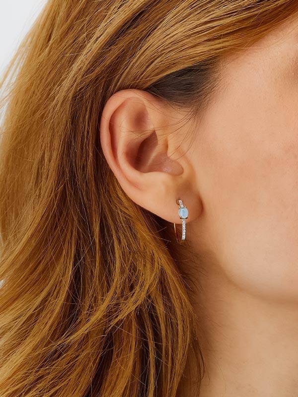 Nanis Orecchini A Cerchio "DANCING AZURE" In Oro, Diamanti E Acquamarina – Nanis Italian Jewels