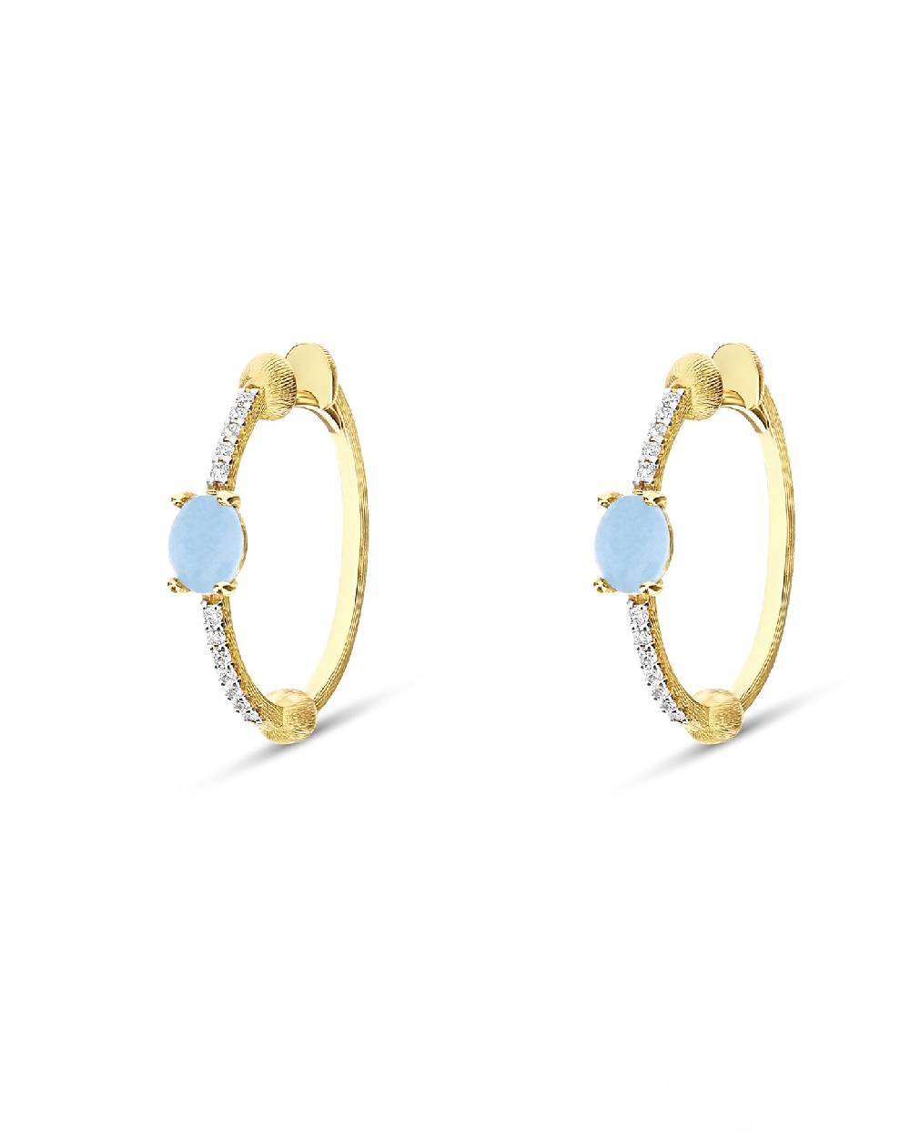 Nanis Orecchini A Cerchio "DANCING AZURE" In Oro, Diamanti E Acquamarina – Nanis Italian Jewels