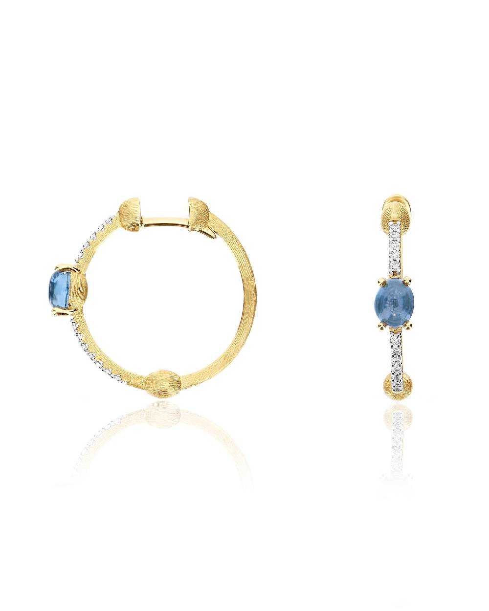 Nanis Orecchini a cerchio "DANCING AZURE" in oro, diamanti e topazio London – Nanis Italian Jewels