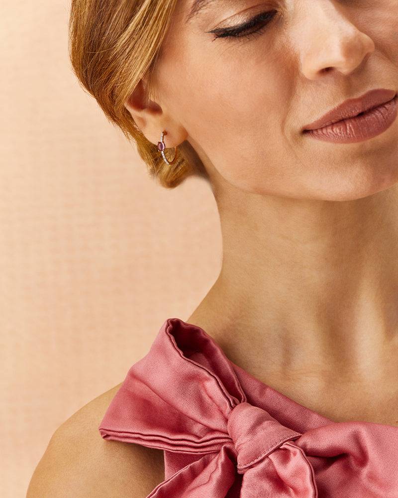 Nanis Orecchini A Cerchio "DANCING TOURMALINES" In Oro, Diamanti E Tormalina – Nanis Italian Jewels