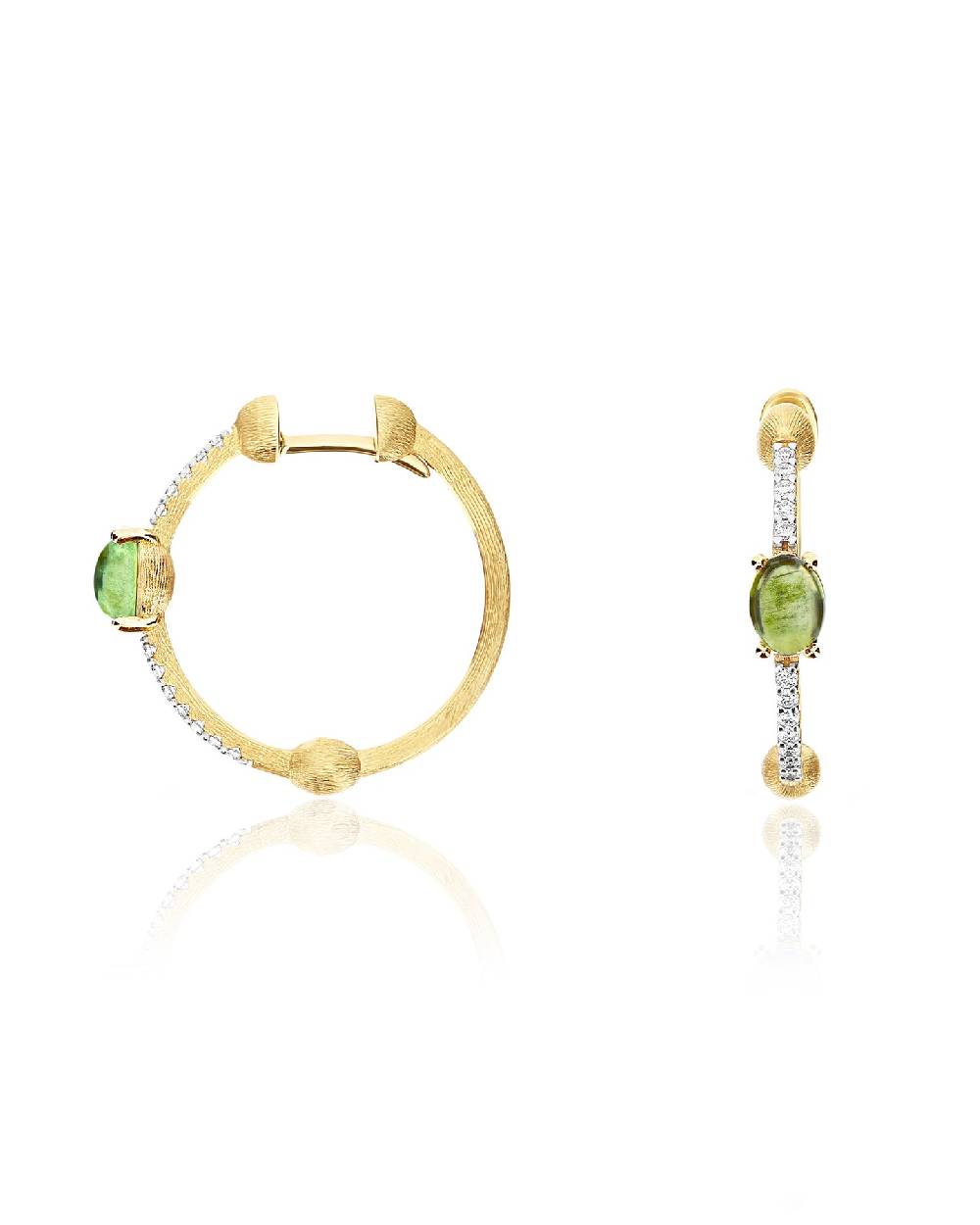 Nanis Orecchini a cerchio "DANCING TOURMALINES" in oro, diamanti e tormalina – Nanis Italian Jewels