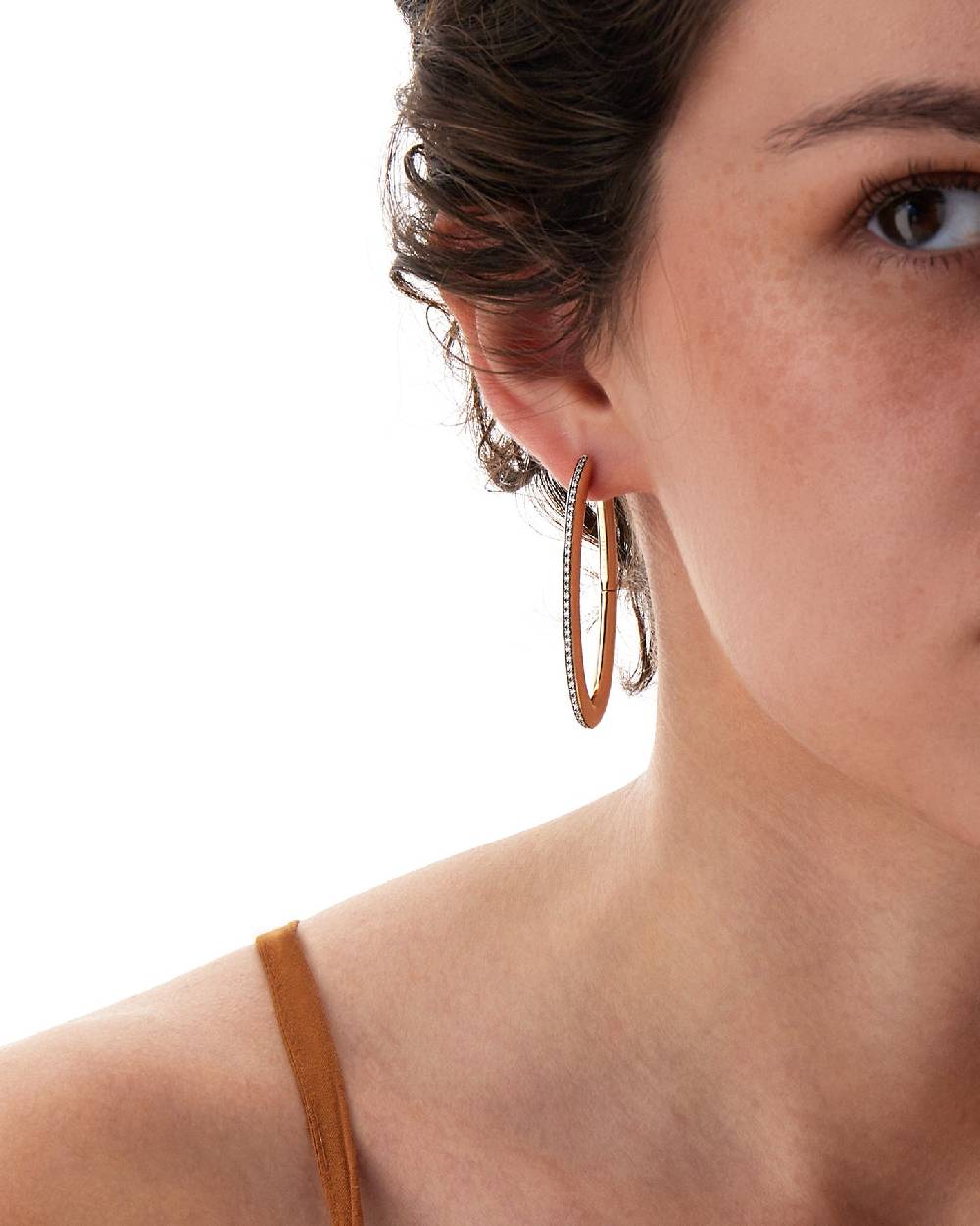 Nanis Orecchini A Cerchio "LIBERA ICON" In Oro Rosa E Diamanti (grandi) – Nanis Italian Jewels