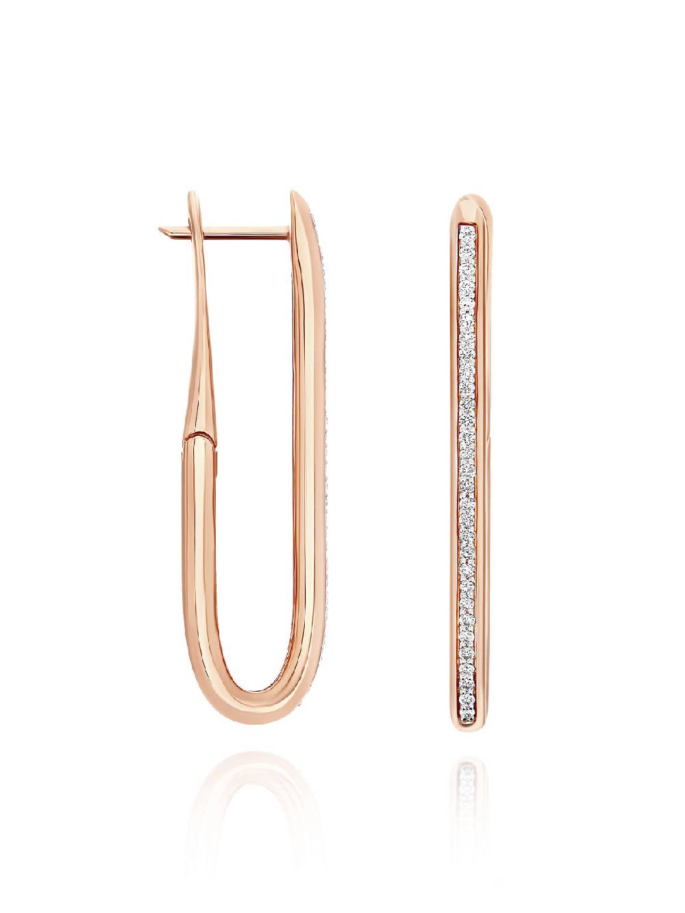 Nanis Orecchini a cerchio "libera" squadrati grandi in oro rosa e diamanti – Nanis Italian Jewels