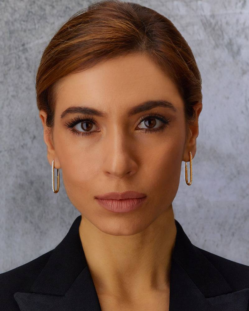 Nanis Orecchini A Cerchio "LIBERA" Squadrati Grandi In Oro E Diamanti – Nanis Italian Jewels