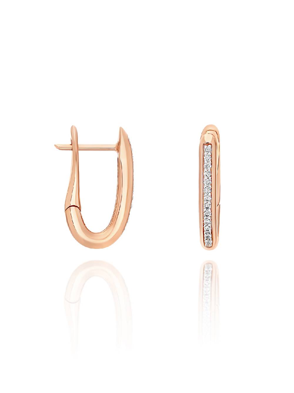 Nanis Orecchini a cerchio "libera" squadrati piccoli in oro rosa e diamanti – Nanis Italian Jewels