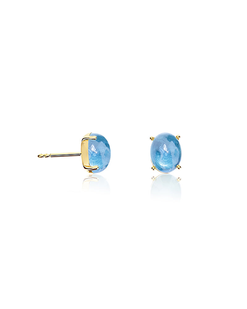 Nanis Orecchini A Lobo "DANCING AZURE" In Oro E Topazio London Blu (piccoli) – Nanis Italian Jewels