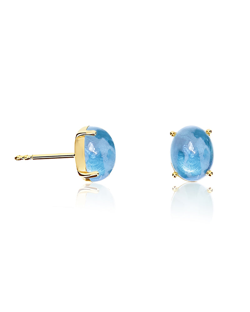 Nanis Orecchini A Lobo "DANCING AZURE" In Oro E Topazio London Blu (grandi) – Nanis Italian Jewels