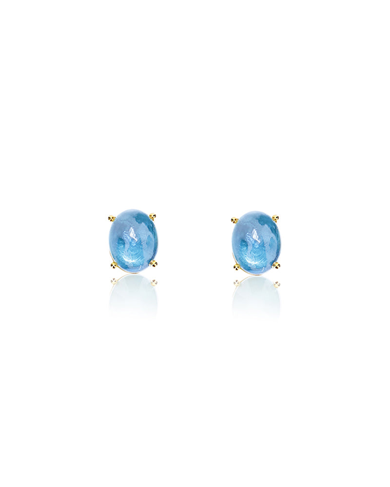 Nanis Orecchini a lobo "DANCING AZURE" in oro e topazio London blu (piccoli) – Nanis Italian Jewels