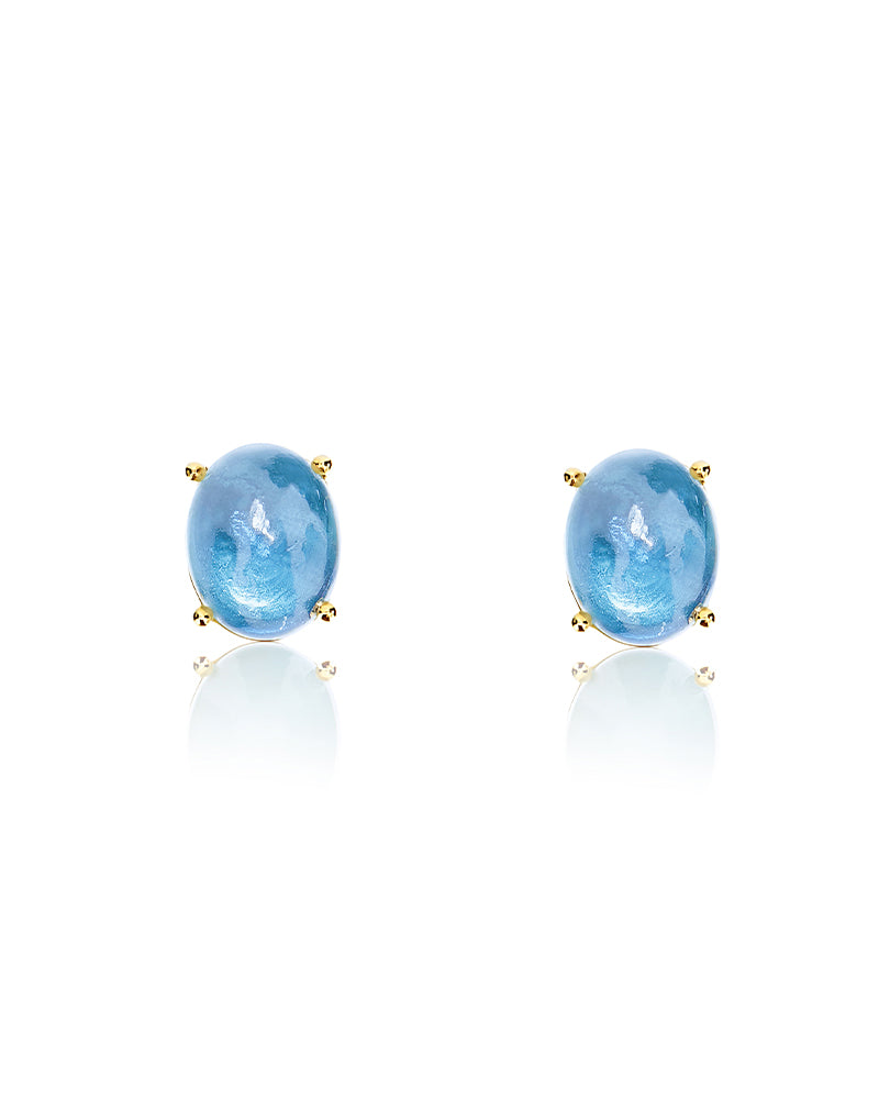 Nanis Orecchini a lobo "DANCING AZURE" in oro e topazio London blu (grandi) – Nanis Italian Jewels