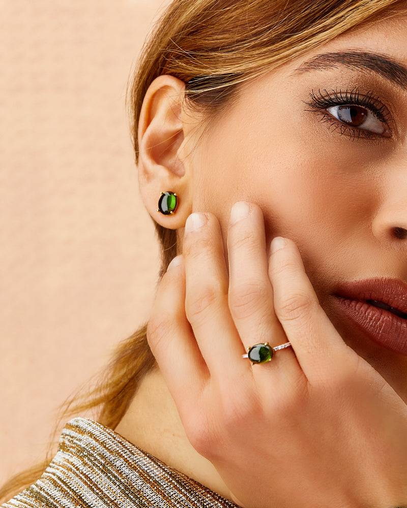 Nanis Orecchini A Lobo "DANCING TOURMALINES" In Oro E Tormalina Verde (grand – Nanis Italian Jewels