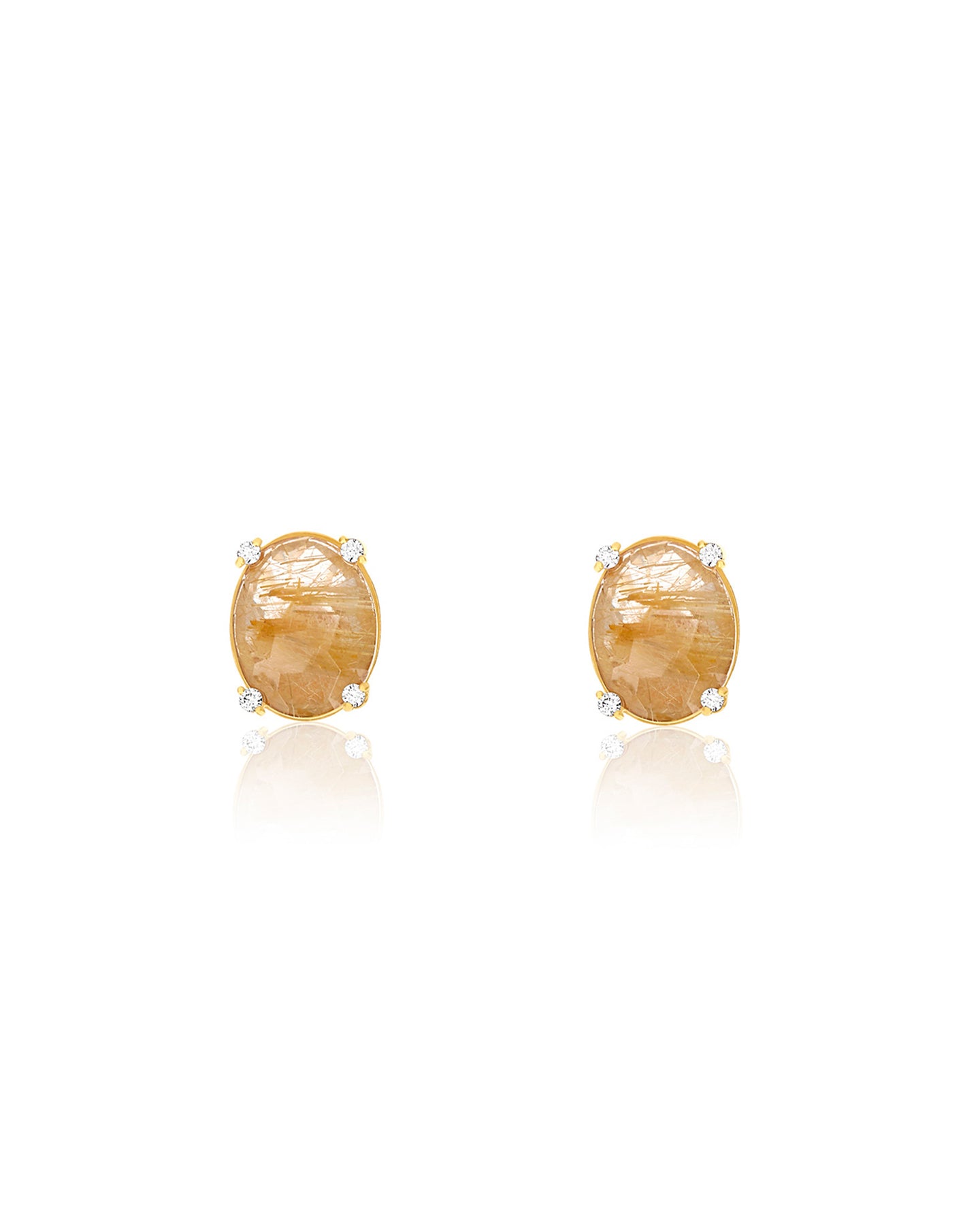 Nanis Orecchini a lobo "IPANEMA" in oro, quarzo rutilato giallo e dettagli d – Nanis Italian Jewels