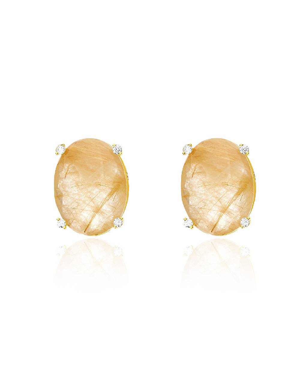 Nanis Orecchini a lobo "IPANEMA" in oro, quarzo rutilato giallo e dettagli d – Nanis Italian Jewels