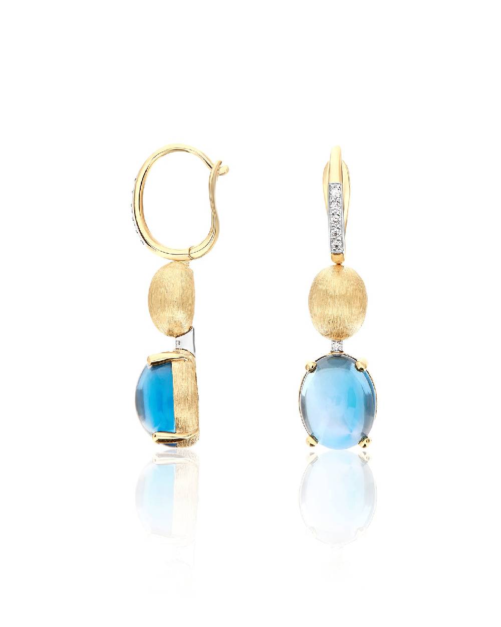 Nanis Orecchini A Monachella "DANCING AZURE" Con Boules In Oro, Diamanti E T – Nanis Italian Jewels