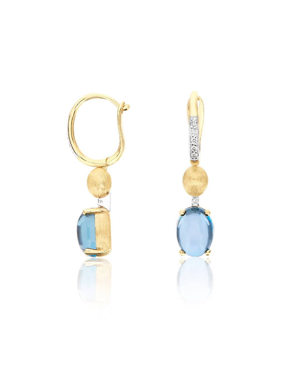 Nanis Orecchini A Monachella "DANCING AZURE" Con Boules In Oro, Diamanti E T – Nanis Italian Jewels