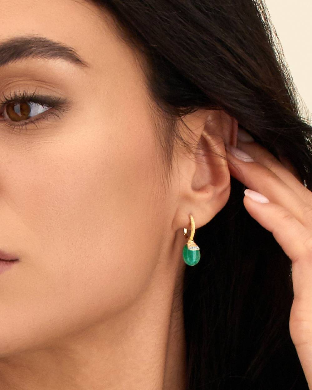 Nanis Orecchini Ciliegine "AMAZZONIA" Pendenti In Oro, Avventurina Verde E D – Nanis Italian Jewels