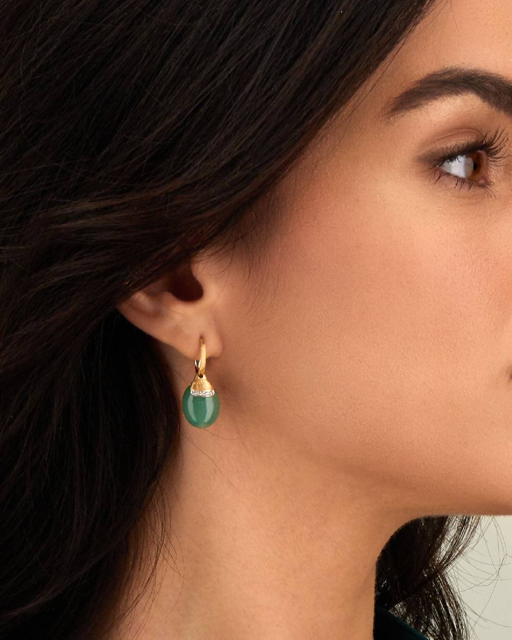 Nanis Orecchini Ciliegine "AMAZZONIA" Pendenti In Oro, Avventurina Verde E D – Nanis Italian Jewels