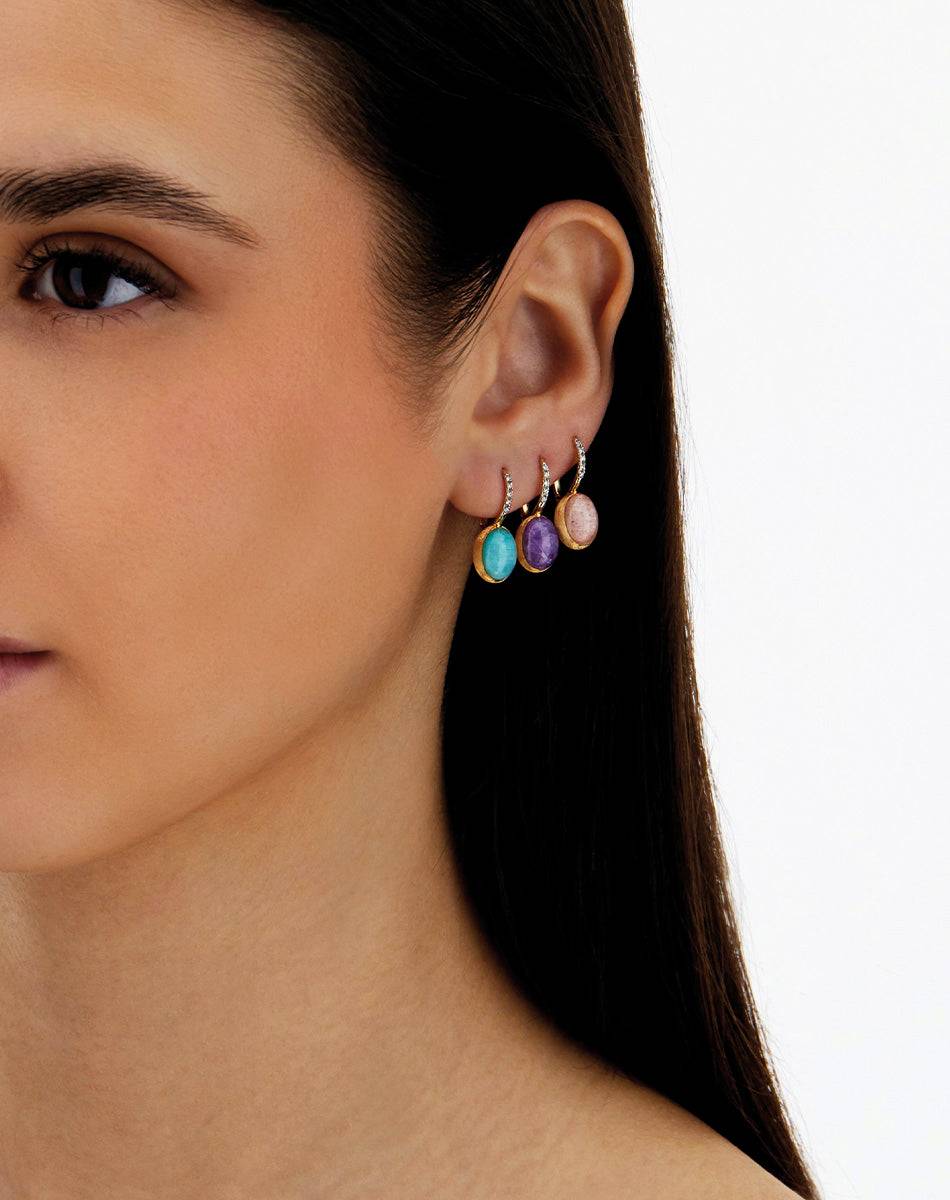 Nanis Orecchini Ciliegine Anice "Boules" In Oro Inciso, Diamanti, Cristallo – Nanis Italian Jewels