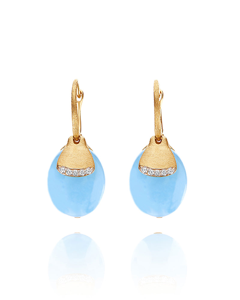 Nanis Orecchini ciliegine "AZURE" pendenti in oro, acquamarina milk e dettag – Nanis Italian Jewels