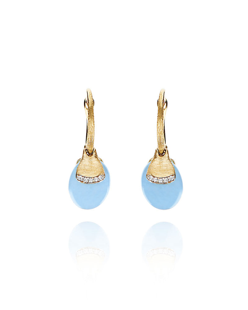 Nanis Orecchini ciliegine "AZURE" pendenti in oro, acquamarina milk e dettag – Nanis Italian Jewels