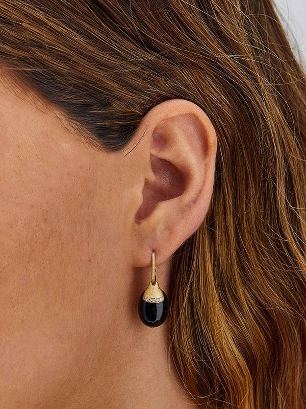 Nanis Orecchini CILIEGINE "DANCING MYSTERY BLACK" Pendenti Con Boules In Oro – Nanis Italian Jewels