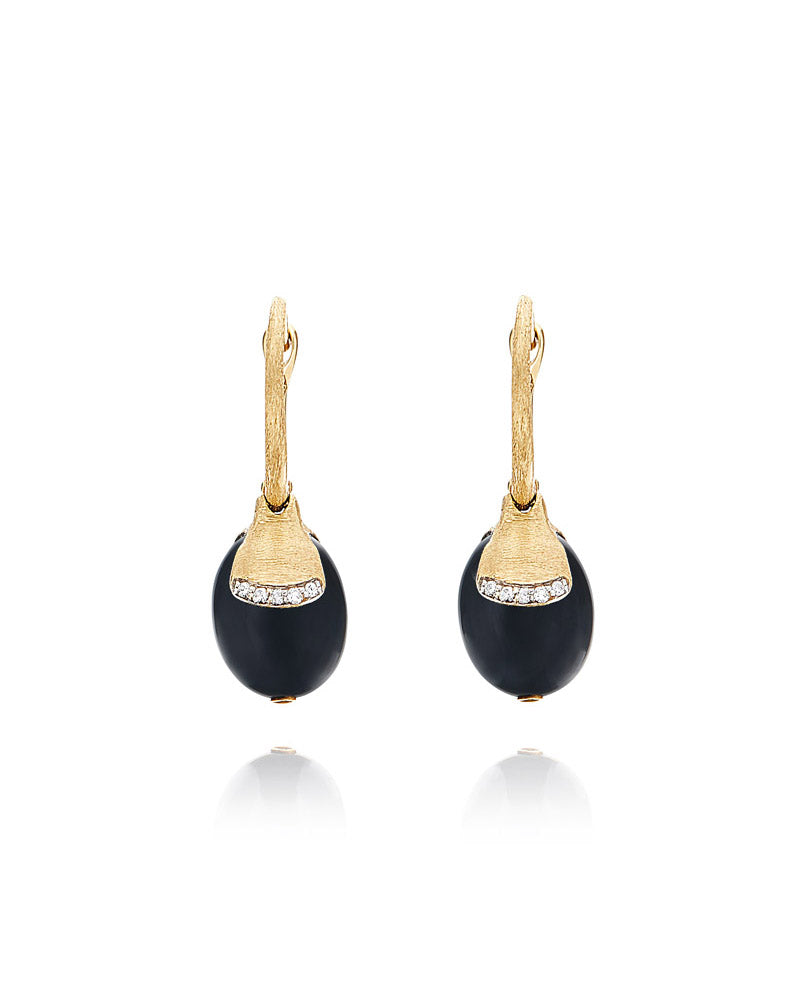 Nanis Orecchini CILIEGINE "DANCING MYSTERY BLACK" pendenti con boules in oro – Nanis Italian Jewels