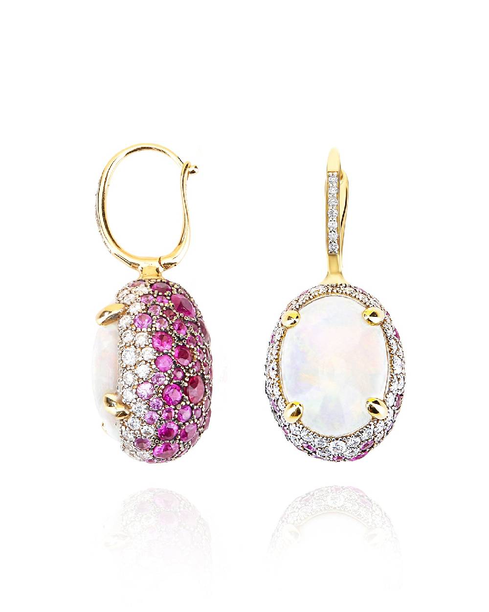 Nanis Orecchini CILIEGINE "DANCING REVERSE" Double Face In Oro, Zaffiri Rosa – Nanis Italian Jewels