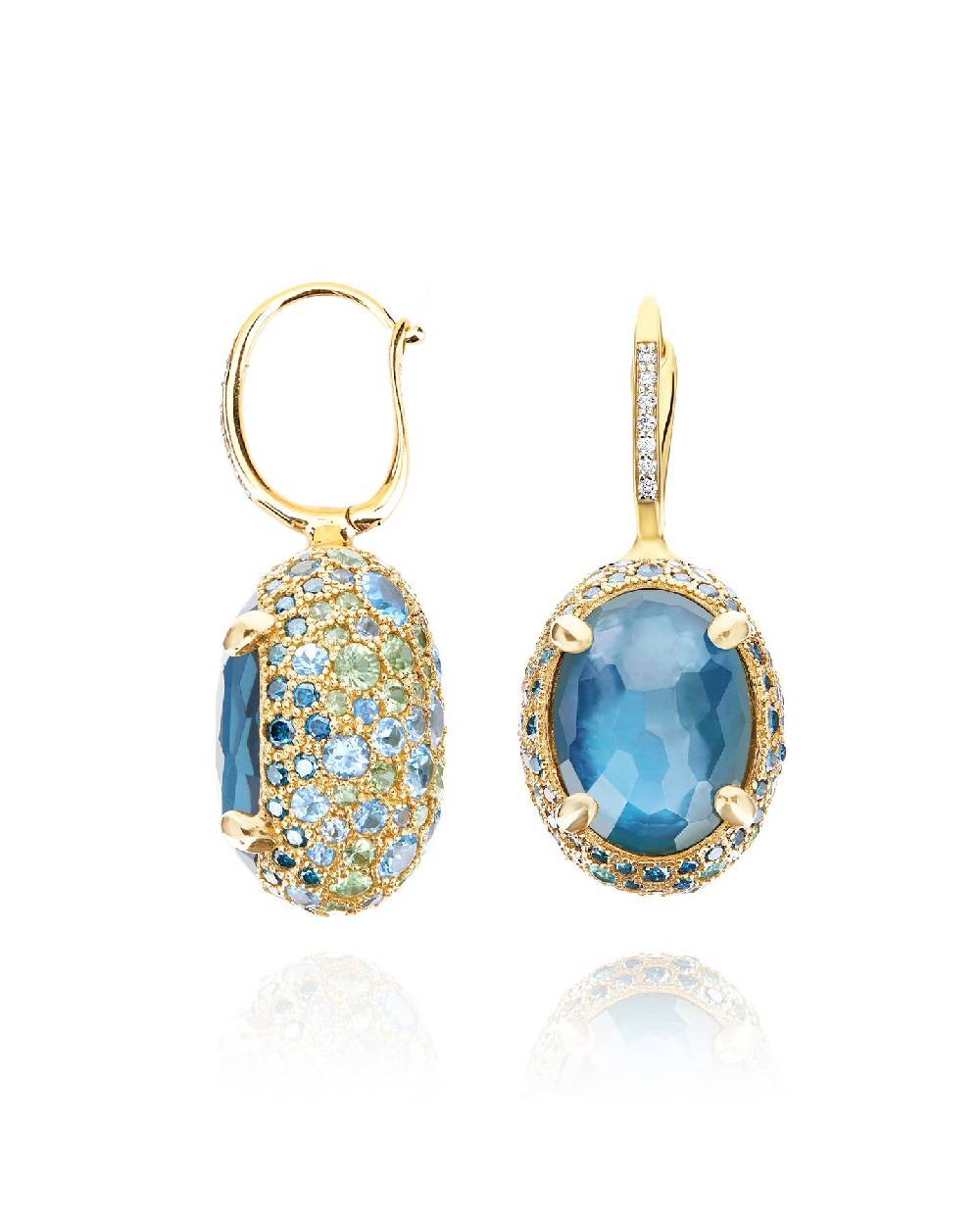 Nanis Orecchini CILIEGINE "DANCING REVERSE" Double Face In Oro, Diamanti Blu – Nanis Italian Jewels