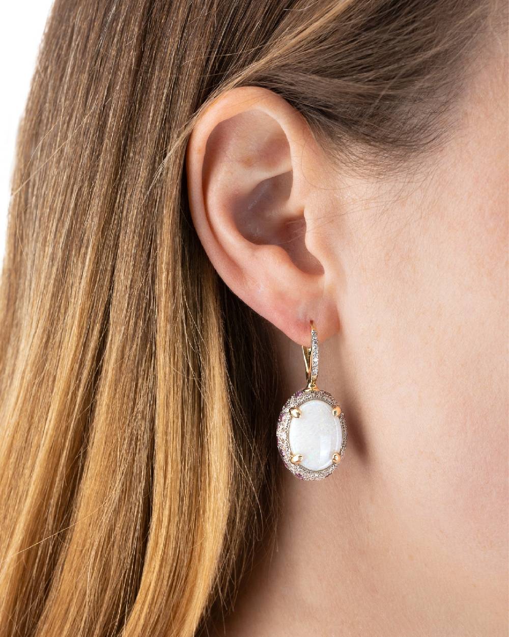 Nanis Orecchini CILIEGINE "DANCING REVERSE" Double Face In Oro, Zaffiri Rosa – Nanis Italian Jewels