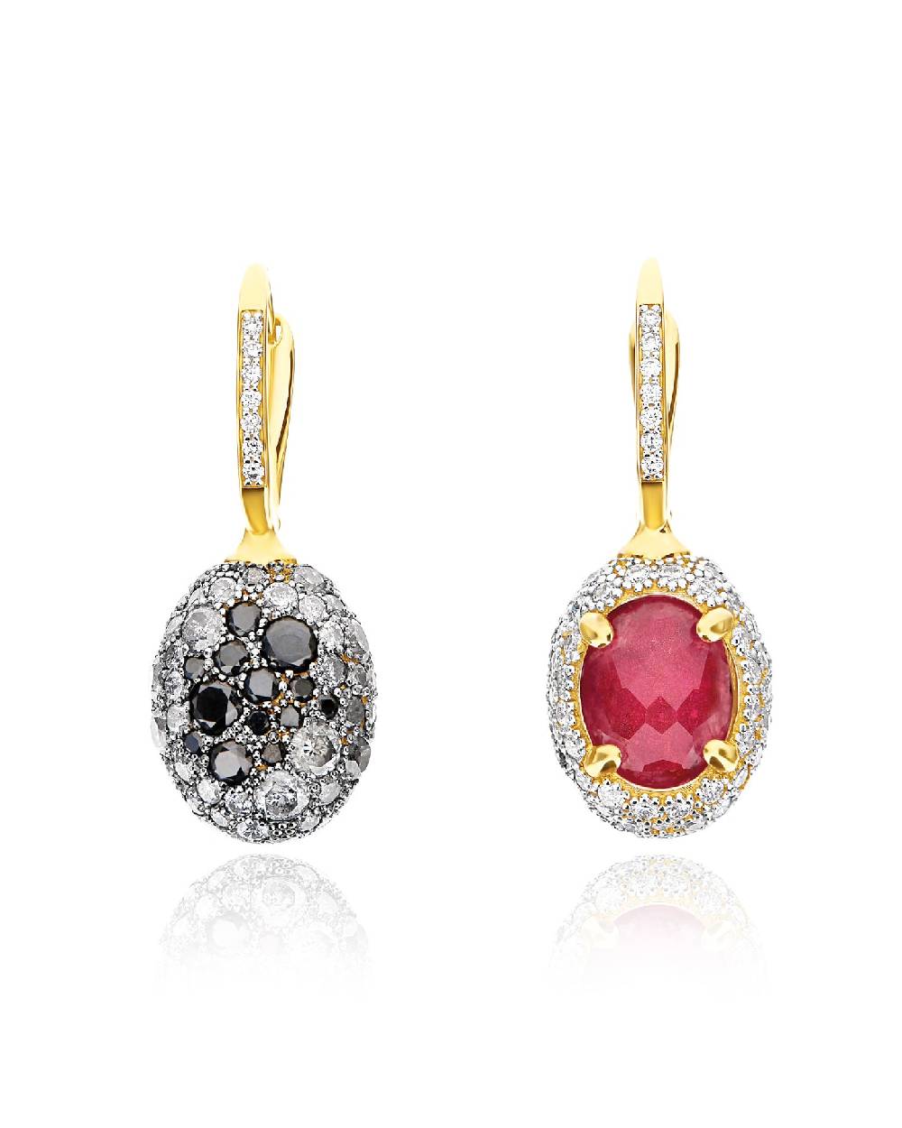 Nanis Orecchini CILIEGINE "DANCING REVERSE" double face in oro, rubini, diam – Nanis Italian Jewels