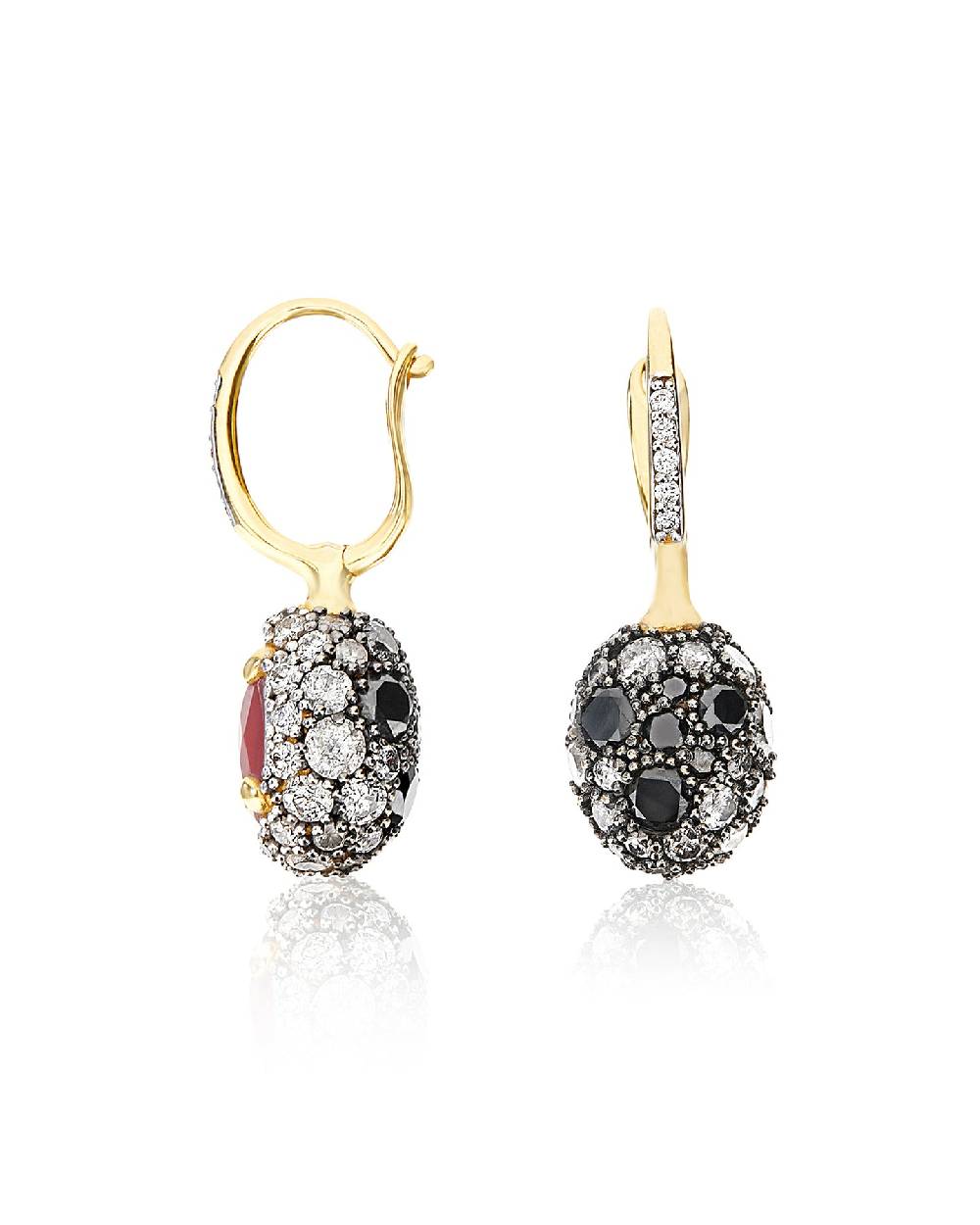 Nanis Orecchini CILIEGINE "DANCING REVERSE" Double Face In Oro, Rubini, Diam – Nanis Italian Jewels