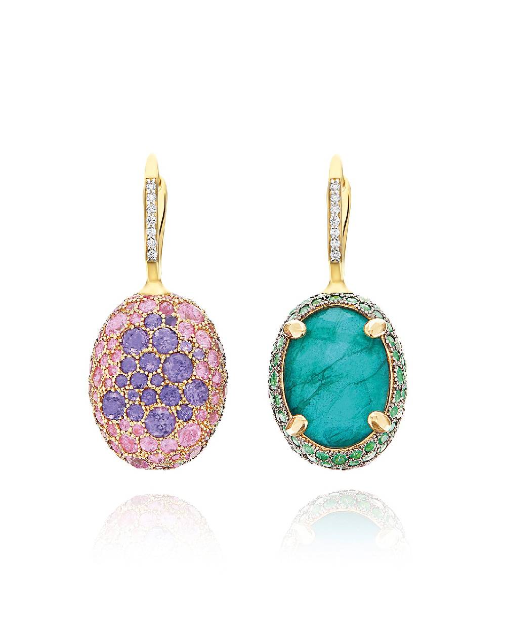 Nanis Orecchini CILIEGINE "DANCING REVERSE" double face in oro, diamanti, ts – Nanis Italian Jewels