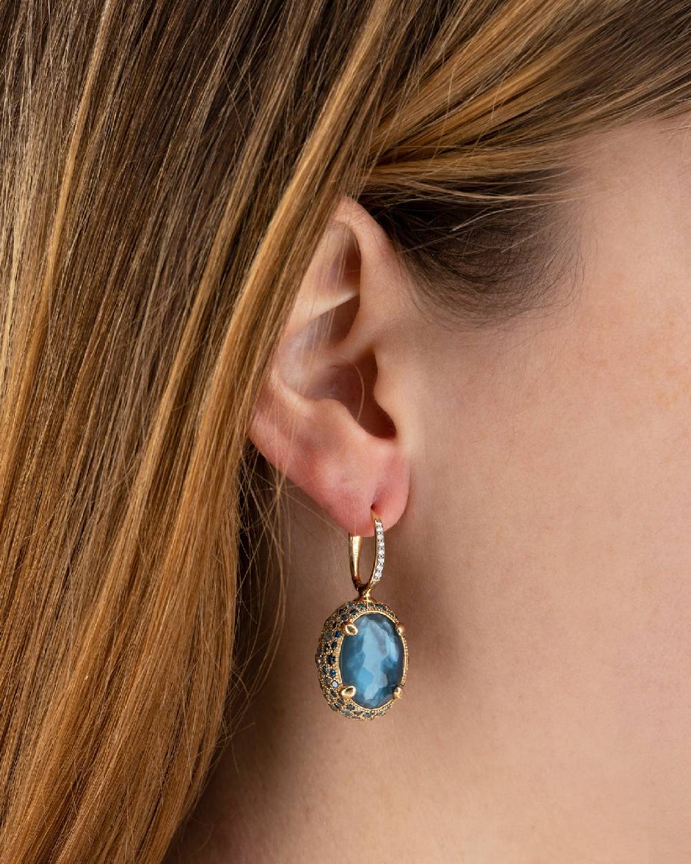 Nanis Orecchini CILIEGINE "DANCING REVERSE" Double Face In Oro, Diamanti Blu – Nanis Italian Jewels