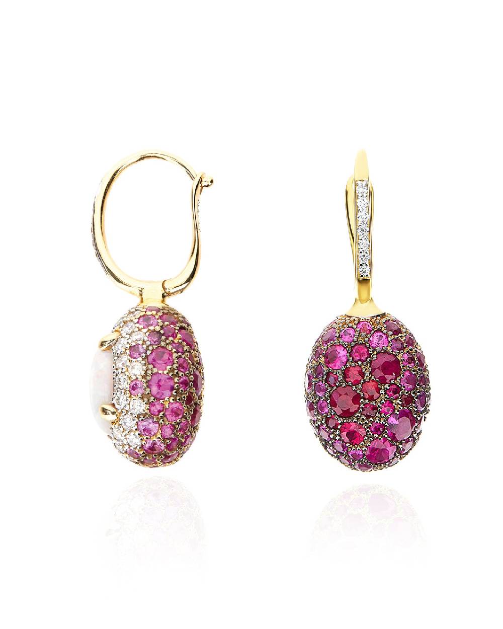 Nanis Orecchini CILIEGINE "DANCING REVERSE" Double Face In Oro, Zaffiri Rosa – Nanis Italian Jewels