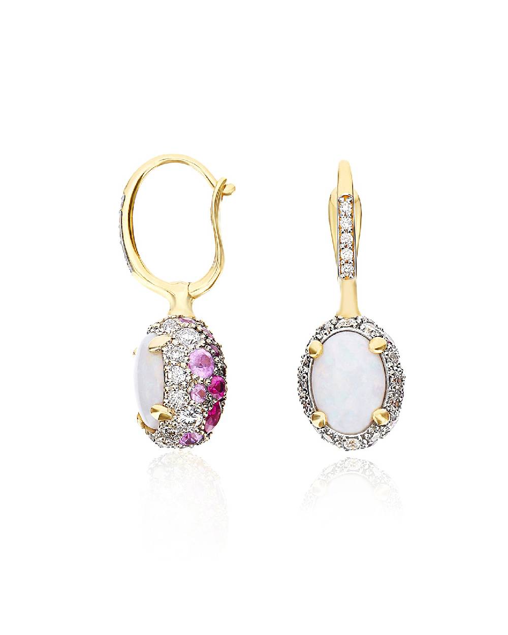 Nanis Orecchini CILIEGINE "DANCING REVERSE" Double Face In Oro, Zaffiri Rosa – Nanis Italian Jewels