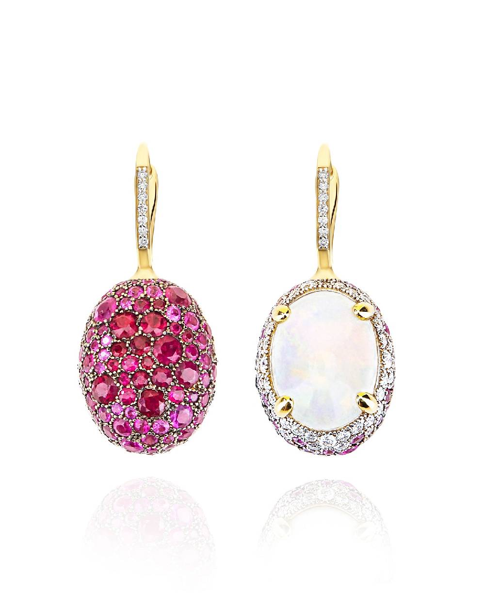 Nanis Orecchini CILIEGINE "DANCING REVERSE" double face in oro, zaffiri rosa – Nanis Italian Jewels