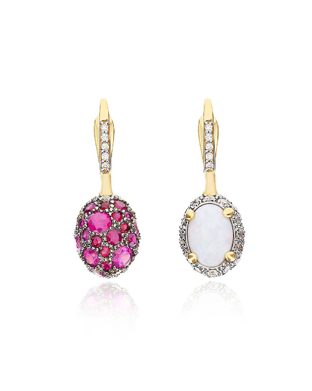 Nanis Orecchini CILIEGINE "DANCING REVERSE" double face in oro, zaffiri rosa – Nanis Italian Jewels