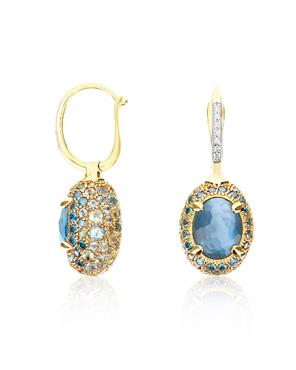 Nanis Orecchini CILIEGINE "DANCING REVERSE" Double Face In Oro, Diamanti Blu – Nanis Italian Jewels