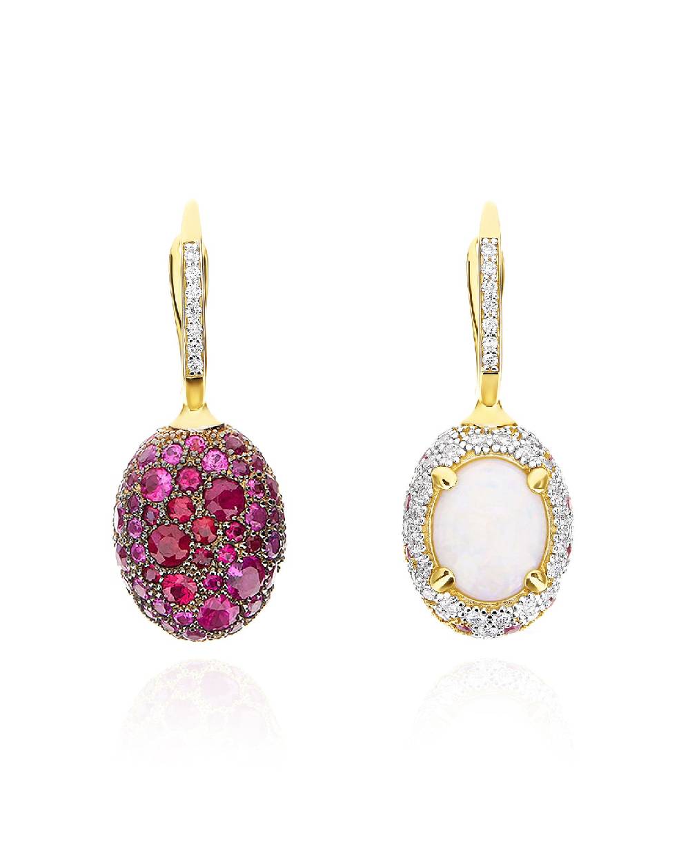 Nanis Orecchini CILIEGINE "DANCING REVERSE" double face in oro, zaffiri rosa – Nanis Italian Jewels