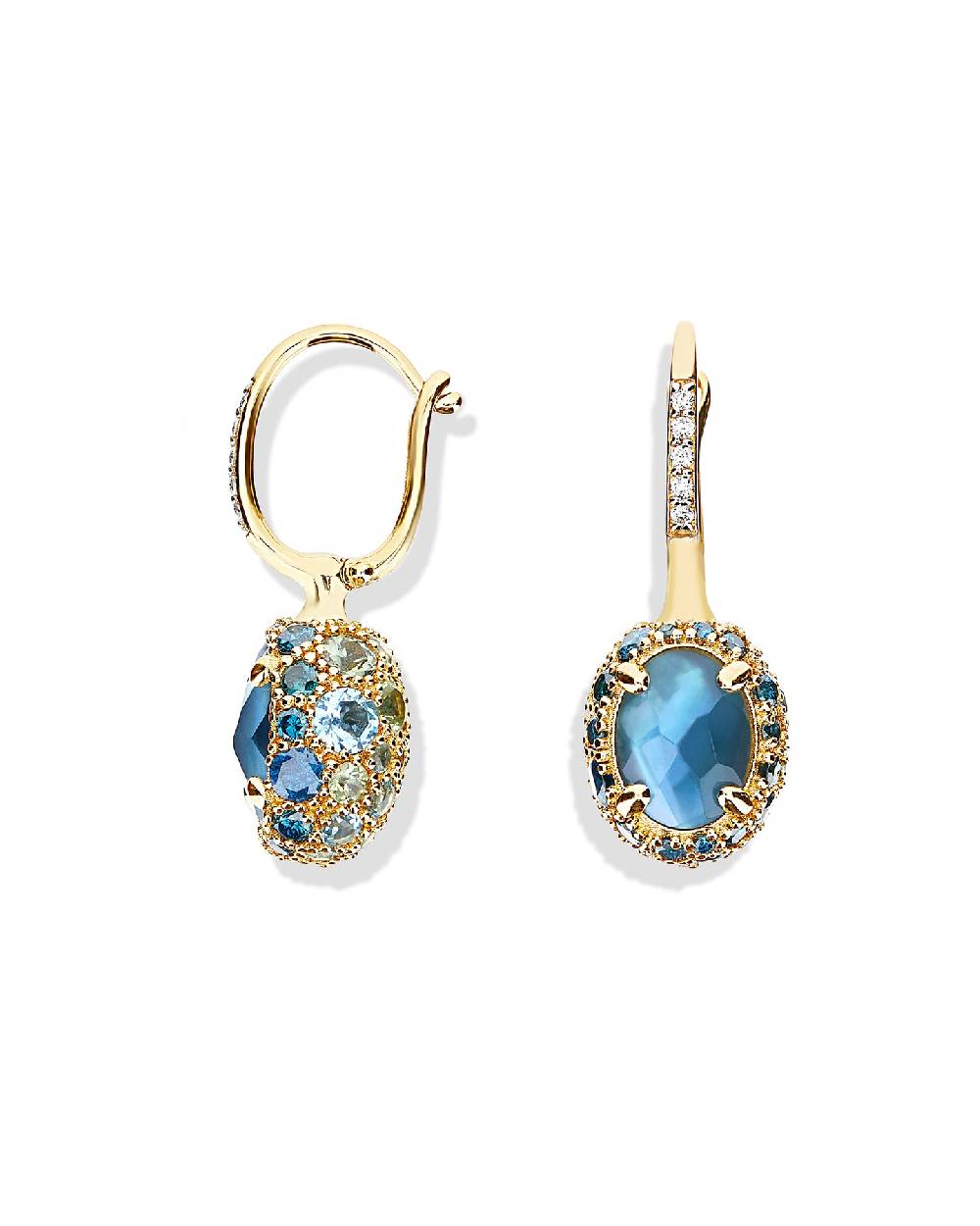Nanis Orecchini CILIEGINE "DANCING REVERSE" Double Face In Oro, Diamanti Blu – Nanis Italian Jewels